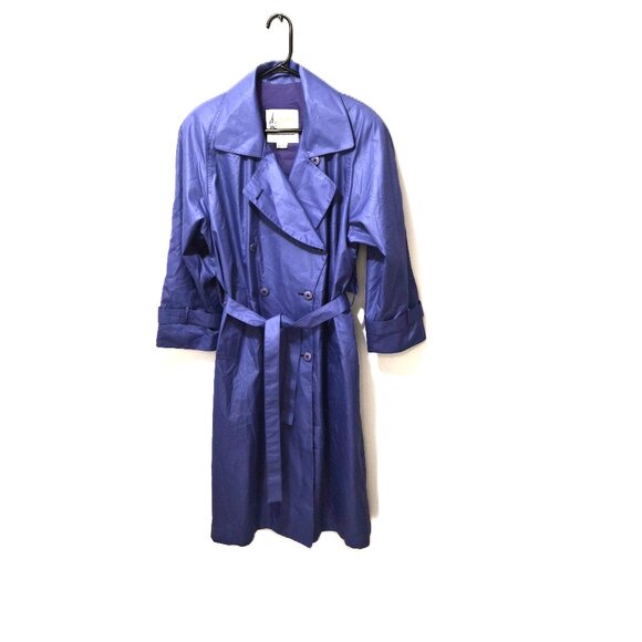 London Fog Jackets & Blazers - VTG London Fog Purple Trench Coat 12P Belted Double Breasted Raincoat Color Pop